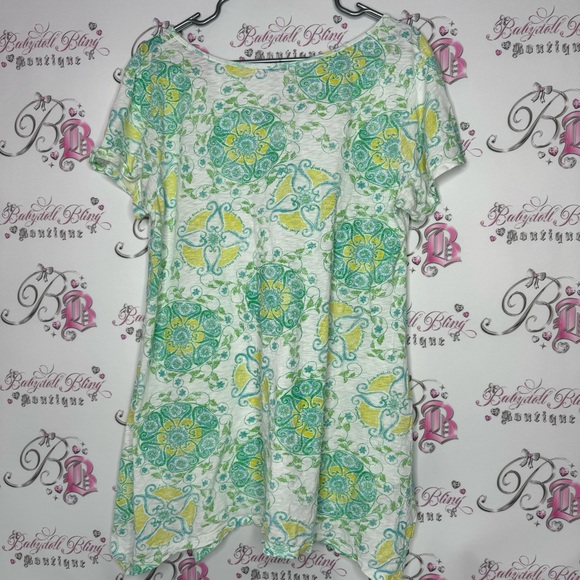 Fresh produce top asymmetrical fairy hem bottom paisley boho neon blue green - Picture 4 of 12